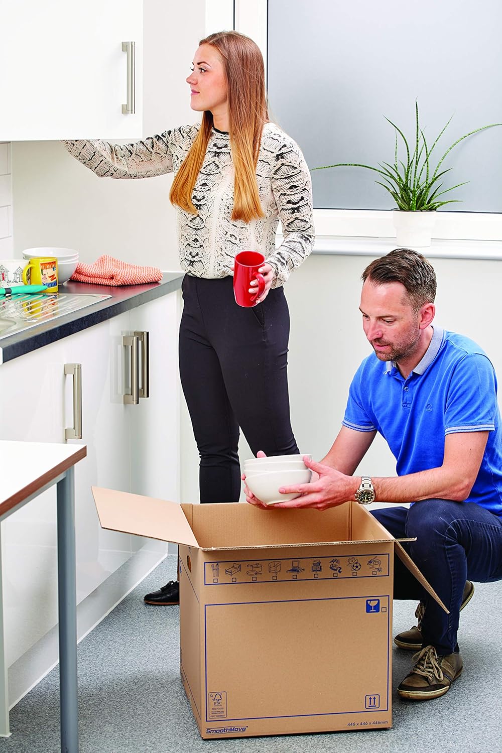 Packung mit 10 Kartons mit Griffen für Umzug, Aufbewahrung und Transport, sehr robust, 50 x 30 x 30