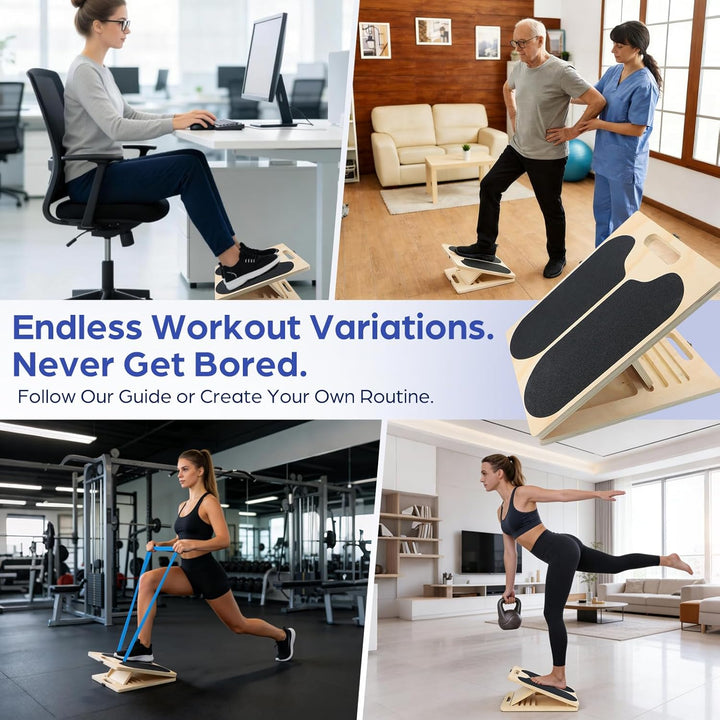 2-in-1 Balance Board & Schrägbrett – Holz Wadendehner Stretch Board für Calf Stretching, Mobilitätst