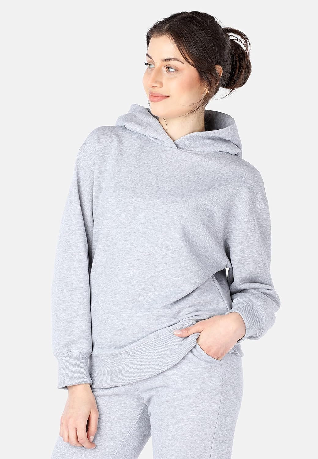 Bellivalini Kapuzenpullover lang Damen Hoodie Sportanzug Oberteil Jogging Pullover BLV210 S Melange,