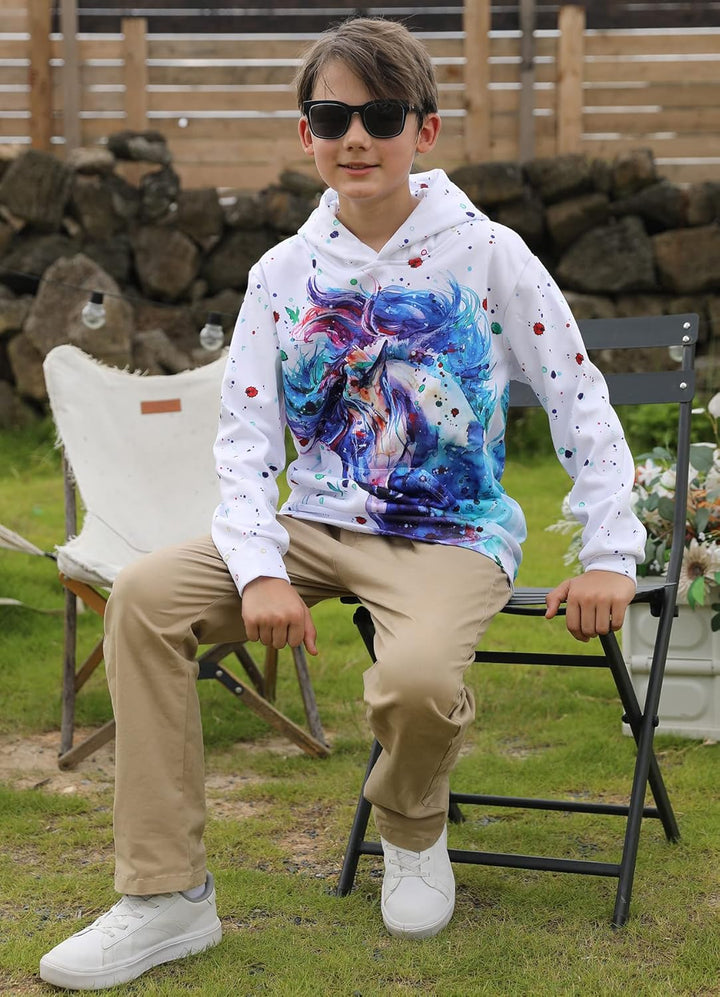 Fanient Kinder Junge Mädchen Hoodies 3D Drucken lebendige Tier Cartoon Grafik Sweatshirt Tasche Pull