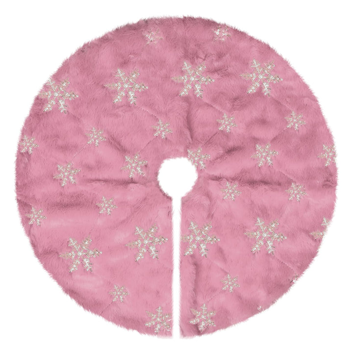 Weihnachtsbaum Decke Klein Rosa, 60cm Mini Tannenbaum Decke Kunstfell, Christbaumdecke mit silberner