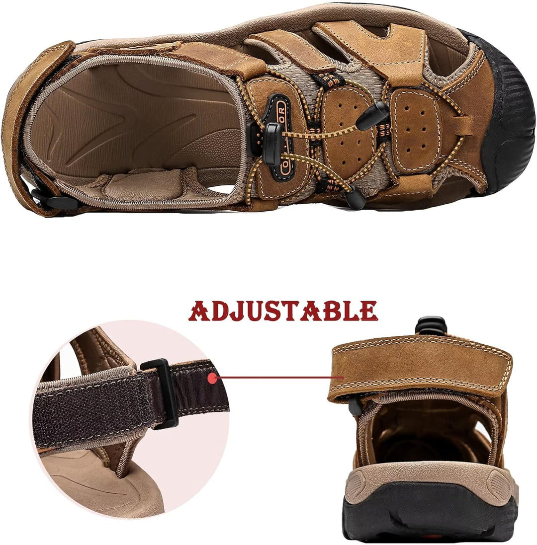 Herren Sandalen Leder Strand Trekkingsandalen Outdoorschuhe Sommer Wanderschuhe Männer Sport-Outdoor