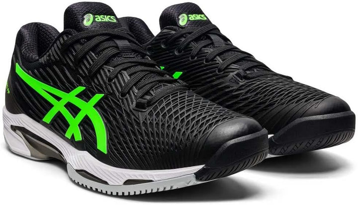 ASICS Herren Solution Speed FlyteFoam 2 Tennisschuhe, Stahlblau/Gefahrgrün 42 EU Black Green Gecko,