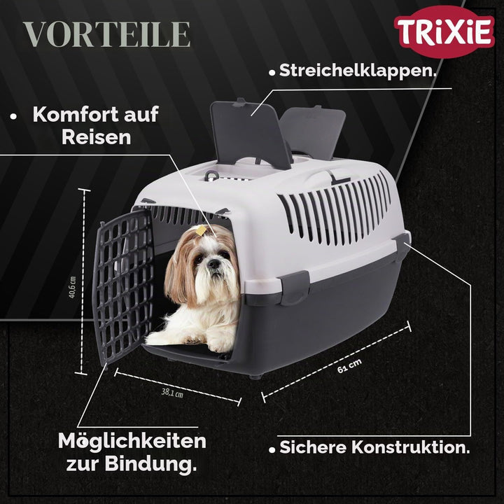 Trixie 39831 Transportbox Capri 3, S: 40 × 38 × 61 cm, dunkelgrau/hellgrau dunkelgrau/hellgrau L 1 x