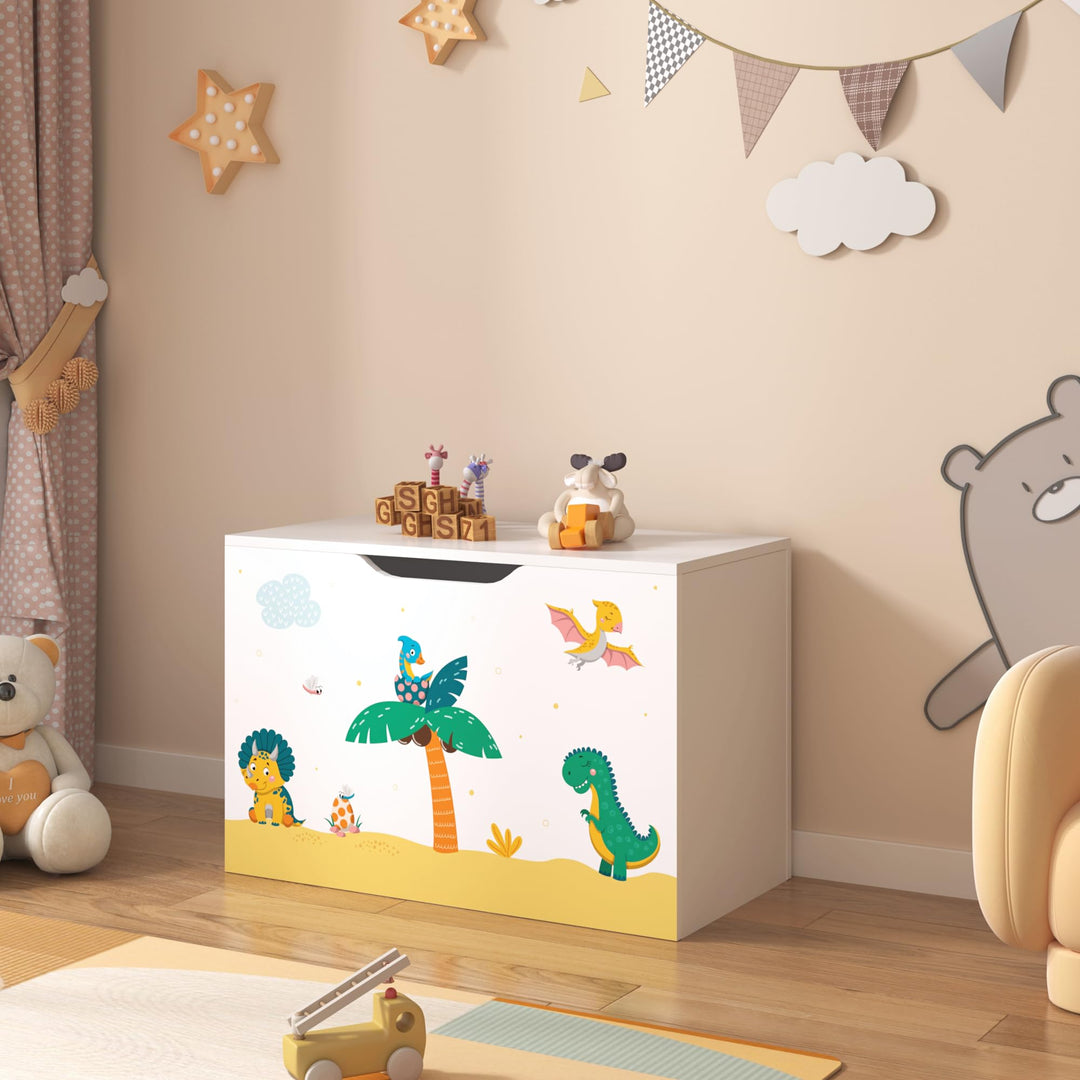 [en.casa] Spielzeugkiste Oleiros mit aufklappbarem Deckel Aufbewahrungsbox für Kinderzimmer Bücher S