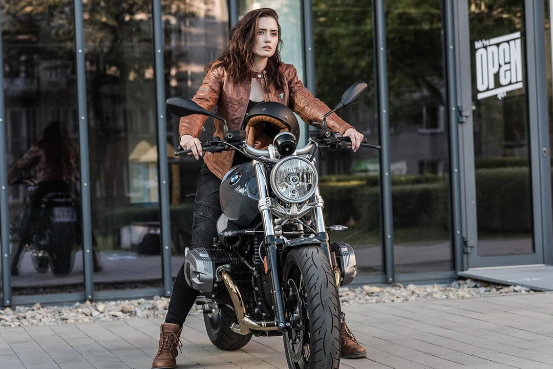 SHIMA THOMSON Motorradsteifel Herren - Verstärkte Leder Motorradschuhe mit Seitlichem Reissverschlus