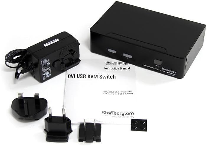 StarTech.com 2 Port DVI USB KVM Switch mit Audio und USB 2.0 Hub - 2-fach Dual DVI-I USB Umschalter,