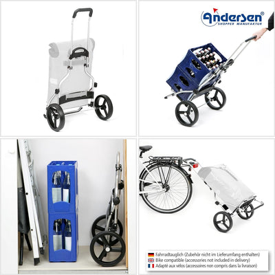 Andersen Shopper Royal XXL Sondermodell Alu klappbar mit Rad Ø 25 cm und 54 Liter Tasche Jacob blau