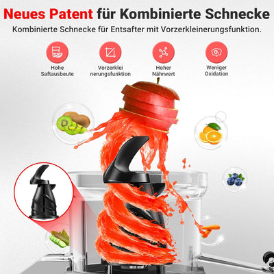 Entsafter-AOBOSI 250W Slow Juicer-Entsafter gemüse und obst mit 1,2L Fassungsvermögen-Saftpresse mit