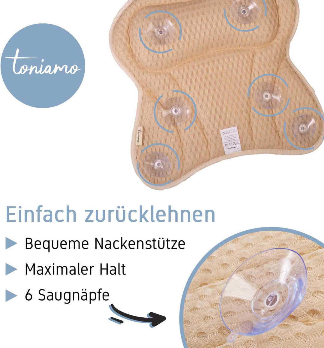 Badewannenkissen | Premium Badekissen für Badewanne mit Kopfstütze &amp; Nackenstütze | Kissen ideal als