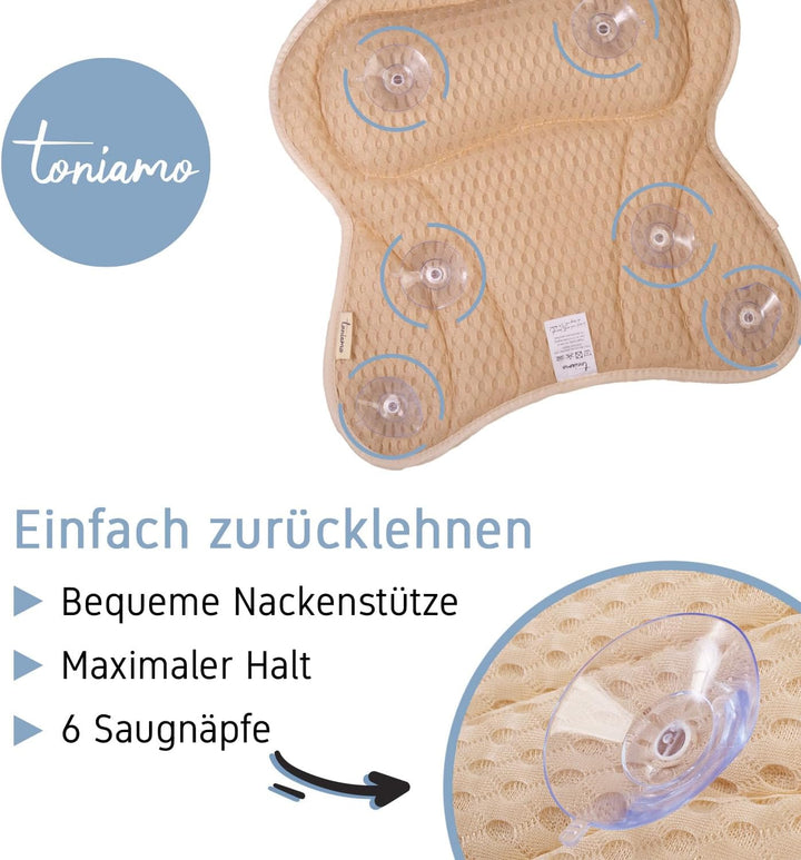 Badewannenkissen | Premium Badekissen für Badewanne mit Kopfstütze &amp; Nackenstütze | Kissen ideal als