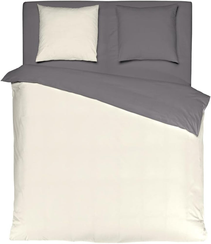 MISTRAL HOME Uni Einfarbig Wende Bettwäsche Edel Perkal 100% Ägyptische Baumwolle, Farbe:Pristine-Da