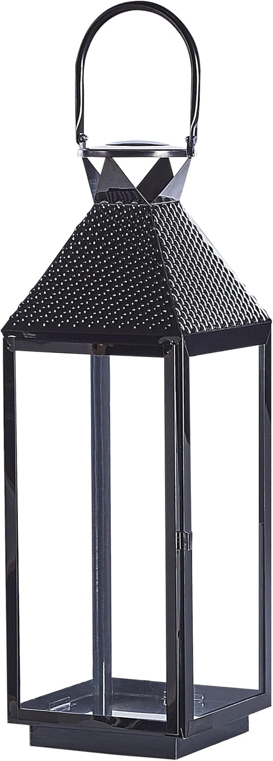 Dekorative Laterne aus Edelstahl und Sicherheitsglas schwarz 19 x 54 cm Bali