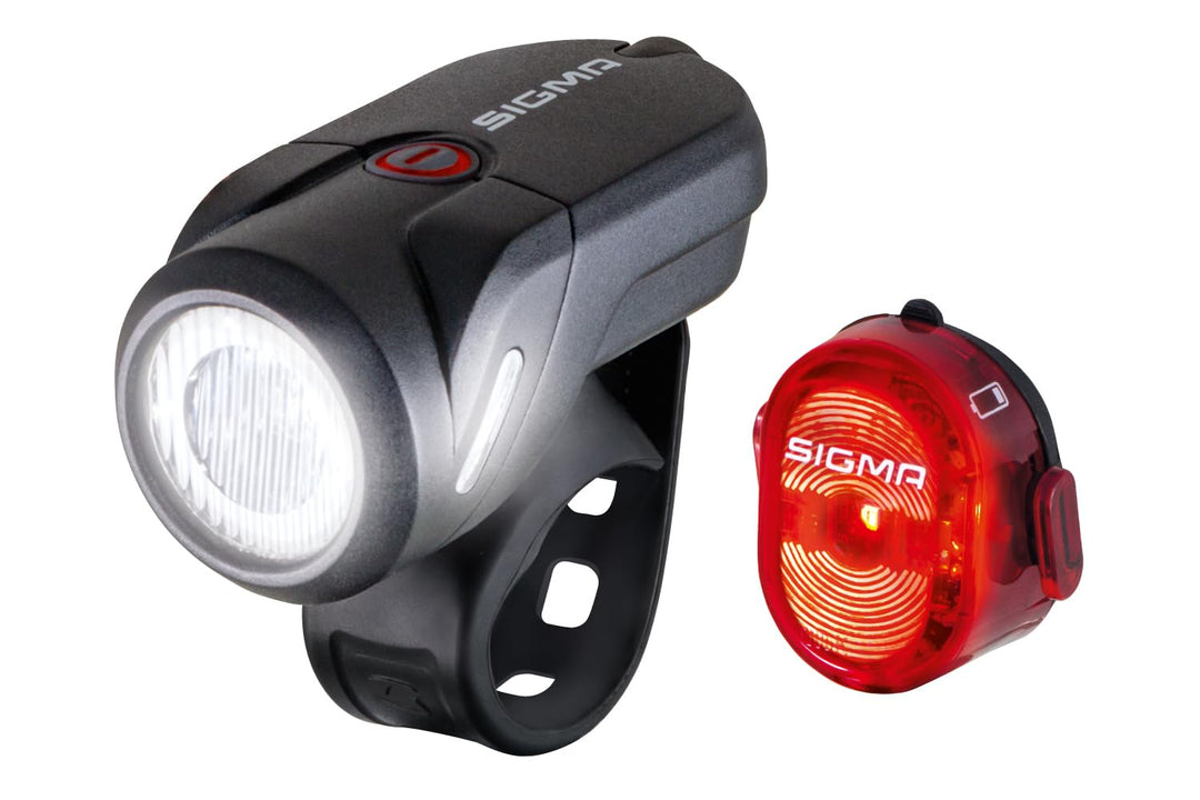 SIGMA Aura 35 und NUGGET II | spritzwassergeschütztes Fahrradlichter Set | StVZO zugelassenes, akkub