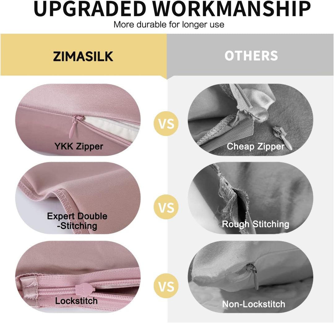 ZIMASILK Kissenbezug aus Reiner Maulbeerseide für Haare und Haut, mit verstärktem, verstecktem Reiss