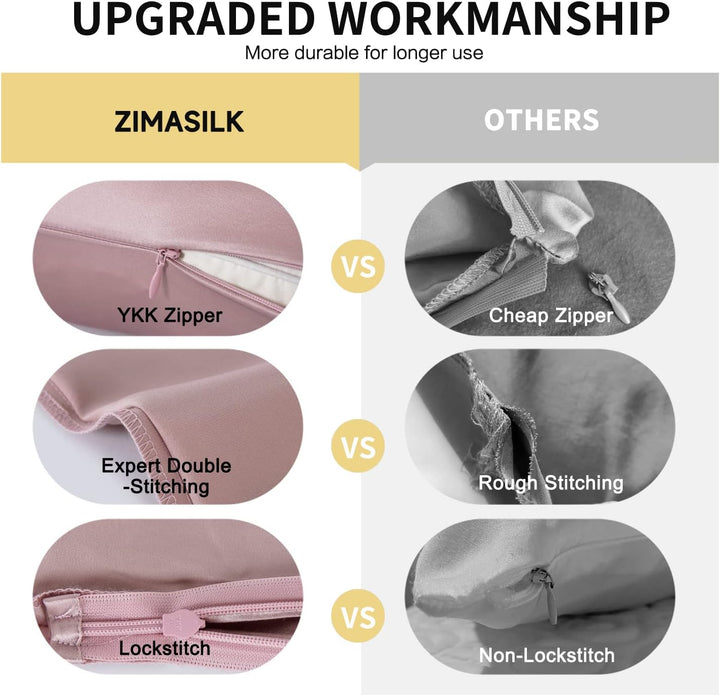 ZIMASILK Kissenbezug aus Reiner Maulbeerseide für Haare und Haut, mit verstärktem, verstecktem Reiss