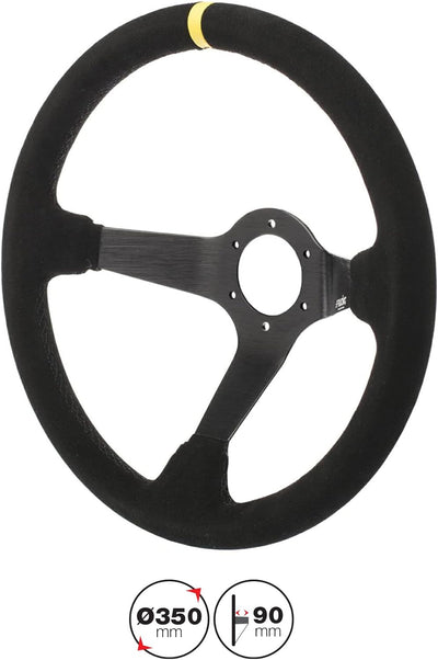 Simoni Racing CAR/350C Carrera Universal Steering Wheel, mitout Button And Fixing Kit, Schwarz