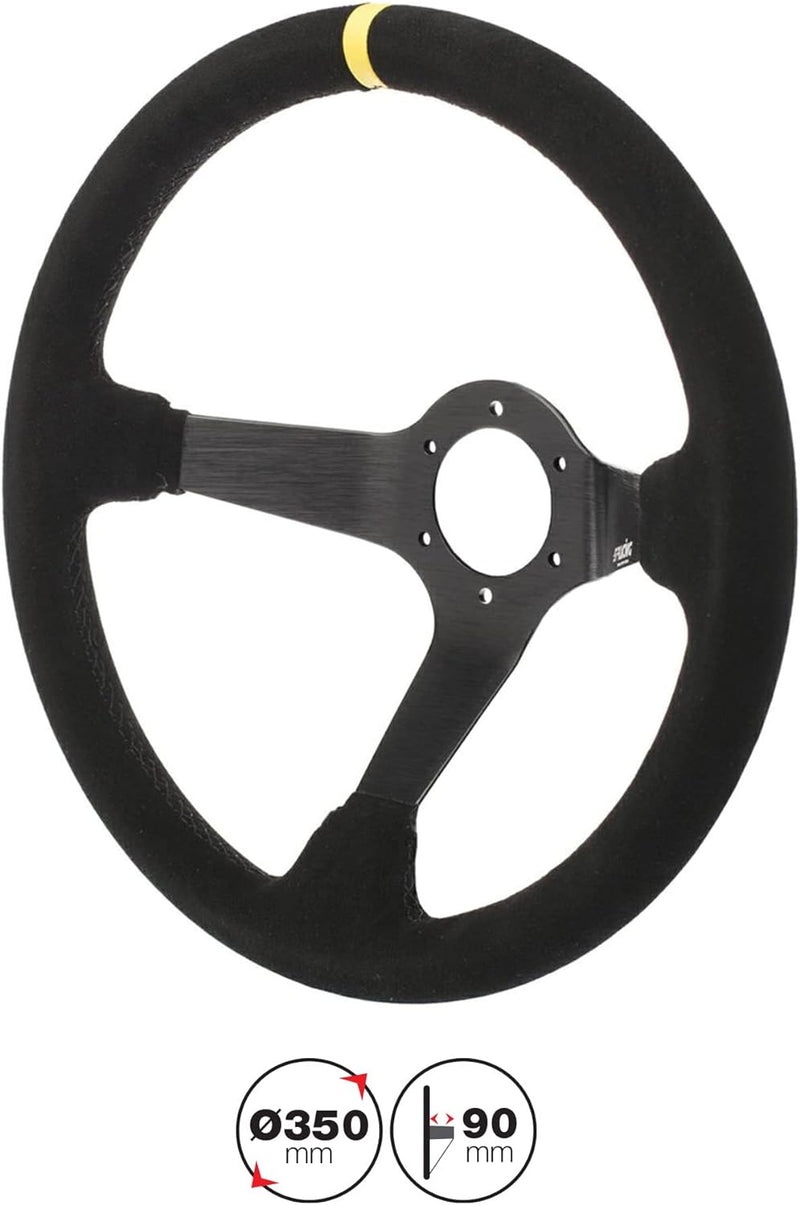 Simoni Racing CAR/350C Carrera Universal Steering Wheel, mitout Button And Fixing Kit, Schwarz