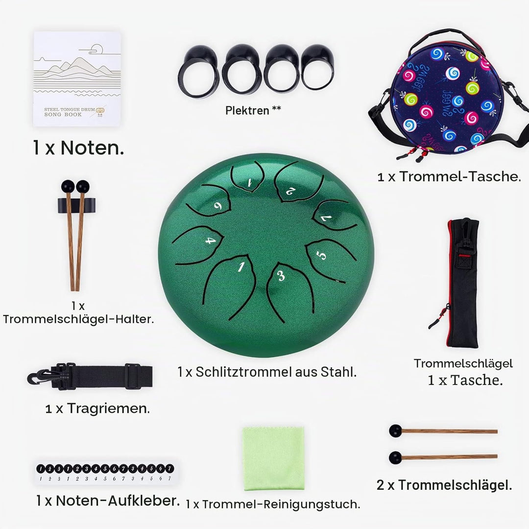 Musfunny Steel Tongue Drum Zungentrommel : 6 Zoll 8 Noten C-Dur Handpan Instrument - Stahlzungentrom
