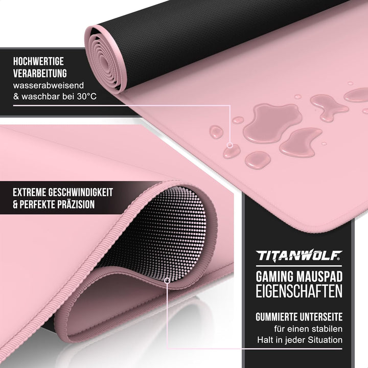 Titanwolf - XXXL Übergrösse Mauspad 1200x600mm, Gaming Mousepad Gross 120x60 cm Tischunterlage Large