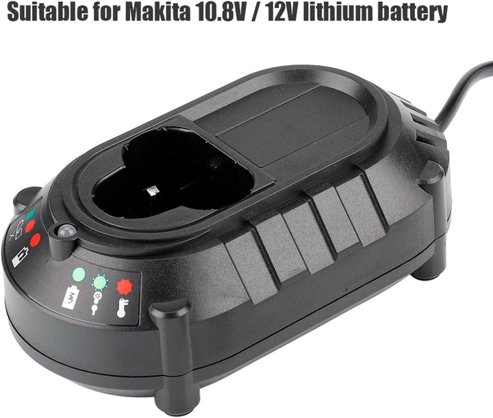 Ersatzladegerät für Makita, 10,8 V 12 V Lithium Akku Ladegerät für mit LED Anzeige DC10WA DF030D (Eu
