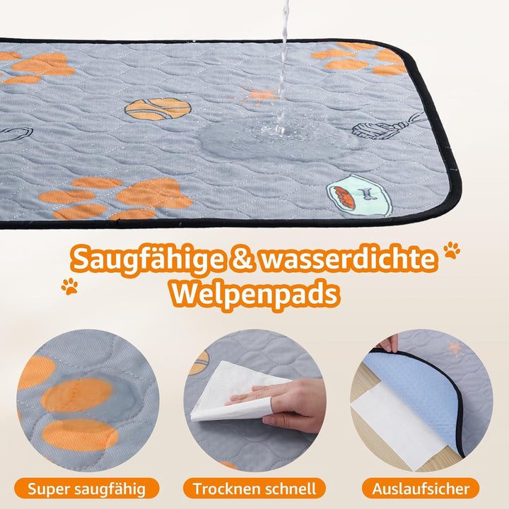 Wiederverwendbare Welpenunterlagen, 2er Pack super saugfähige PIPI Matten für Hunde, rutschfeste Hun