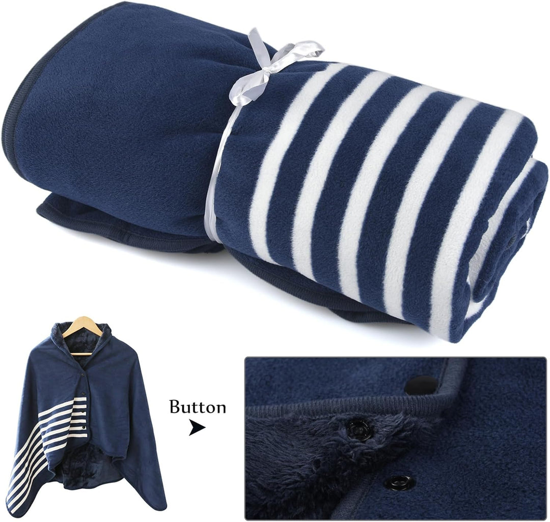 SIVENKE Damen Poncho Fleece Tragbare Decke, Karierte Schossdecke Bequemer Poncho Plüschdecken Überwu