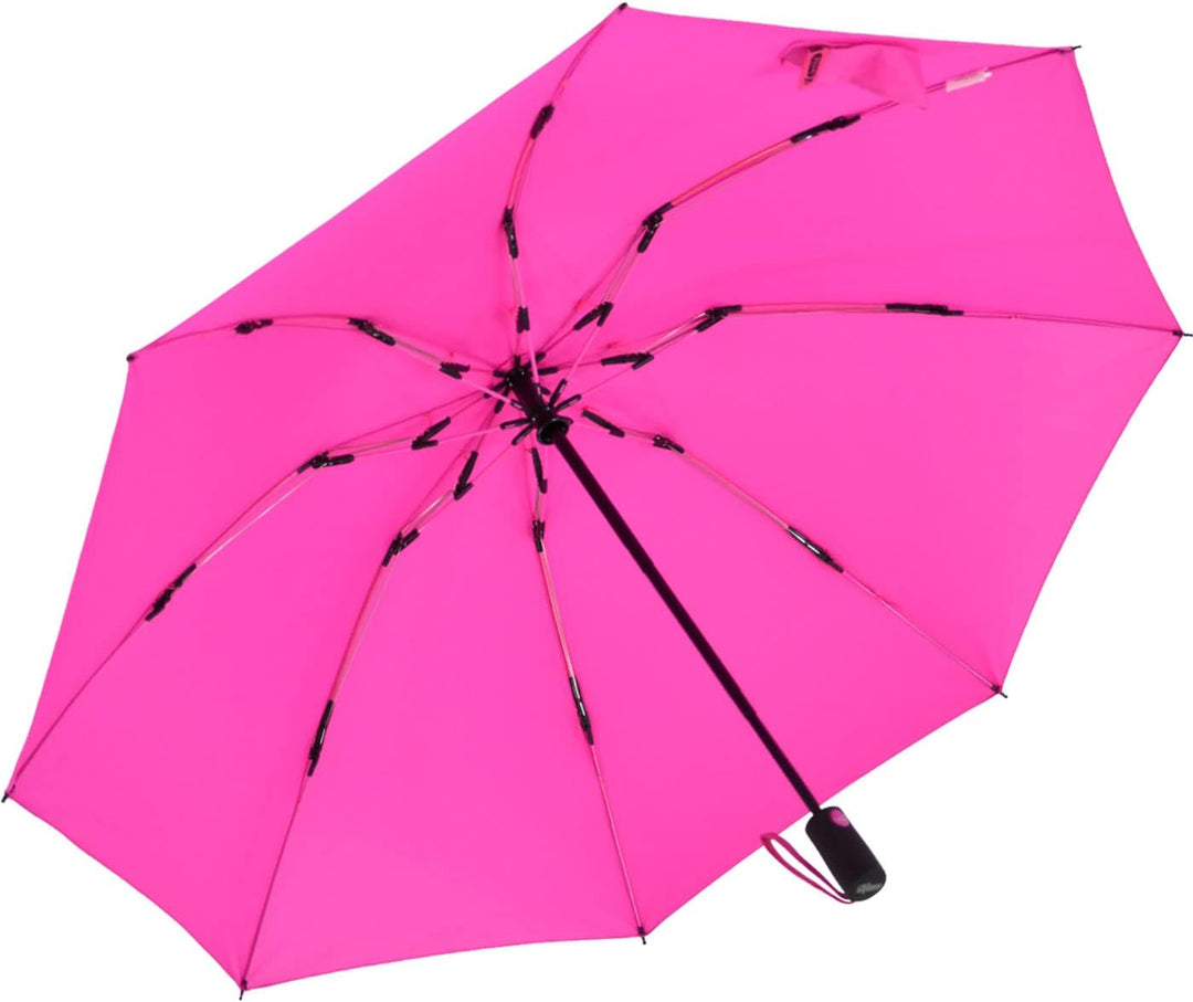 iX-brella Reverse umgekehrt öffnender Fiberglas-Taschenschirm mit farbigen Speichen - neon-pink, Neo