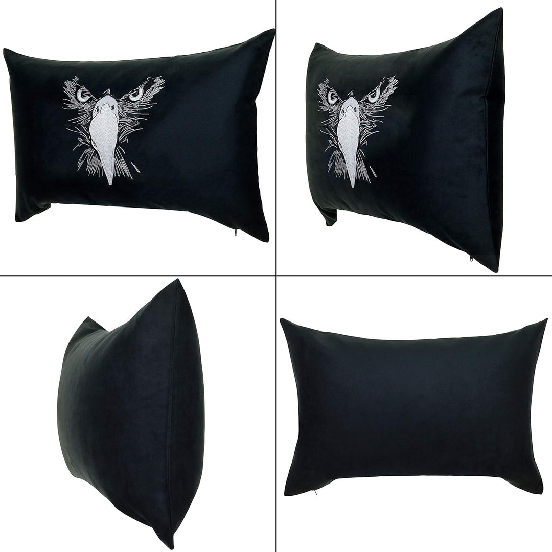 Wikinger Kissen mit Füllung 40x60cm schwarzer Adler Wikinger Dekoration Adlerkopf Wohnzimmer Dekokis