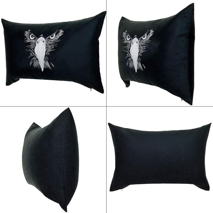 Wikinger Kissen mit Füllung 40x60cm schwarzer Adler Wikinger Dekoration Adlerkopf Wohnzimmer Dekokis