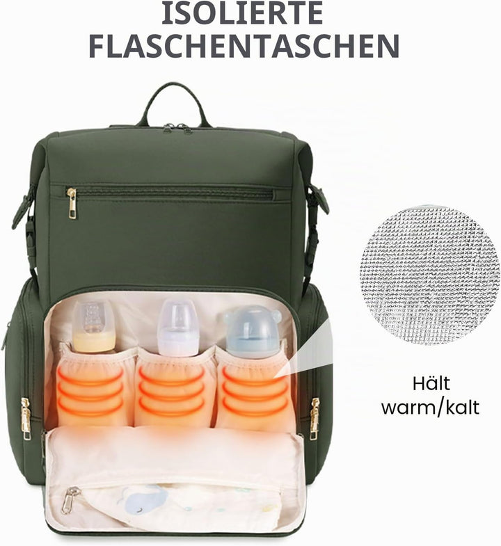 CEI-CEI Baby Wickeltasche/Rucksack mit Isolierter Flaschentasche, Wasserdichtes Neoprengewebe, Wicke