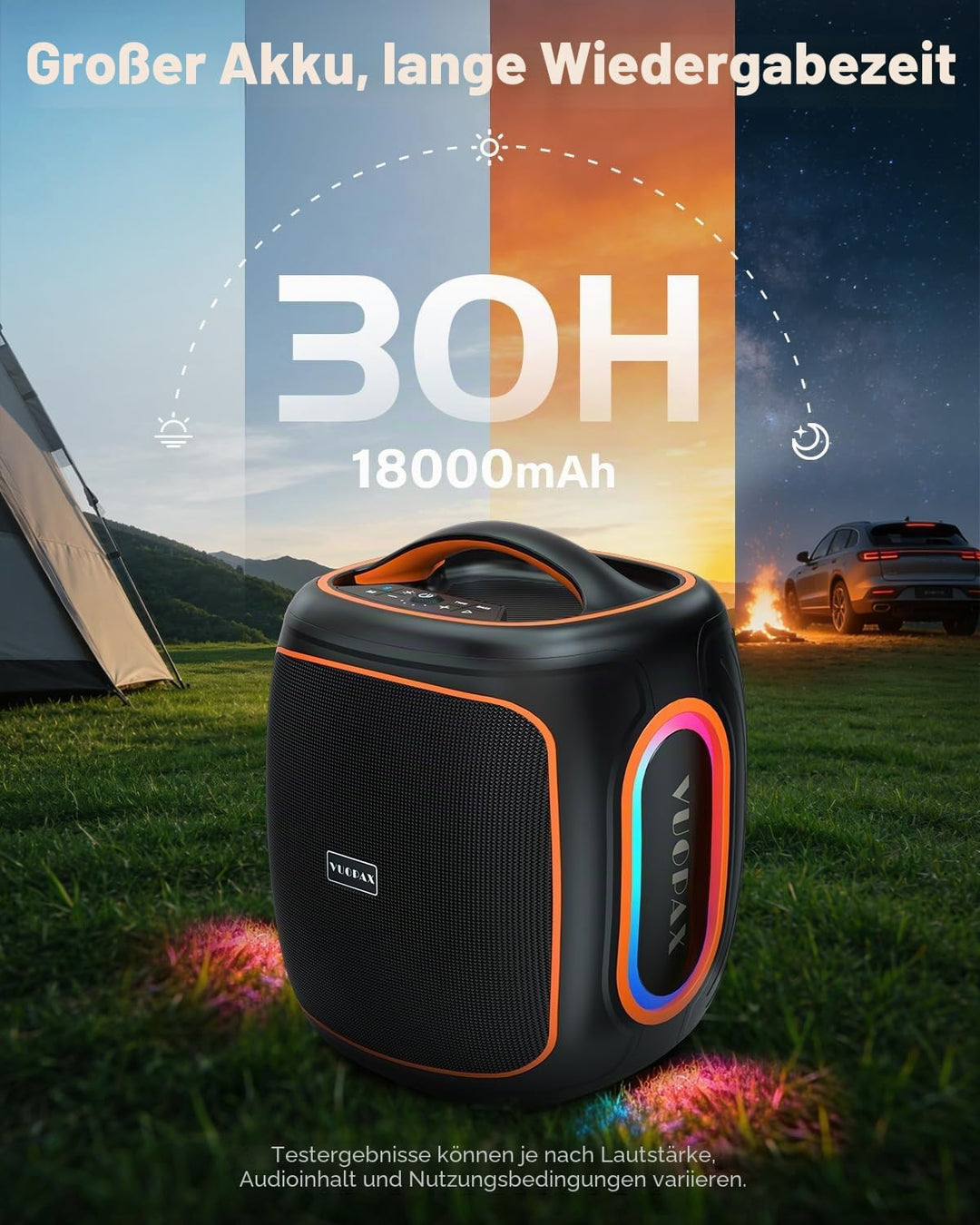 Bluetooth Lautsprecher Gross 120W, Tragbare Musikbox mit kraftvollem Sound, 6,5'' Woofer, Tiefbass &