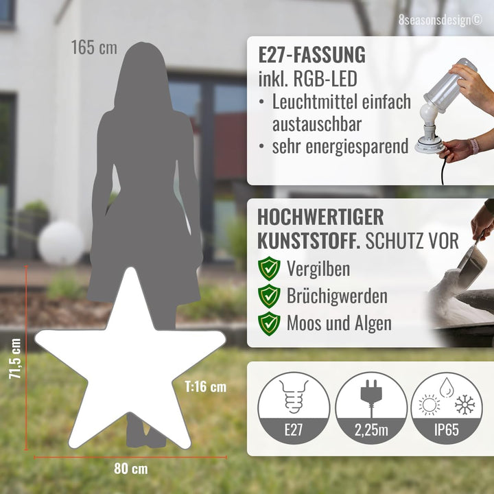 8 seasons design | Dekorationsleuchte Stern Shining Star (E27, Ø 80 cm, witterungsbeständig, IP44, d