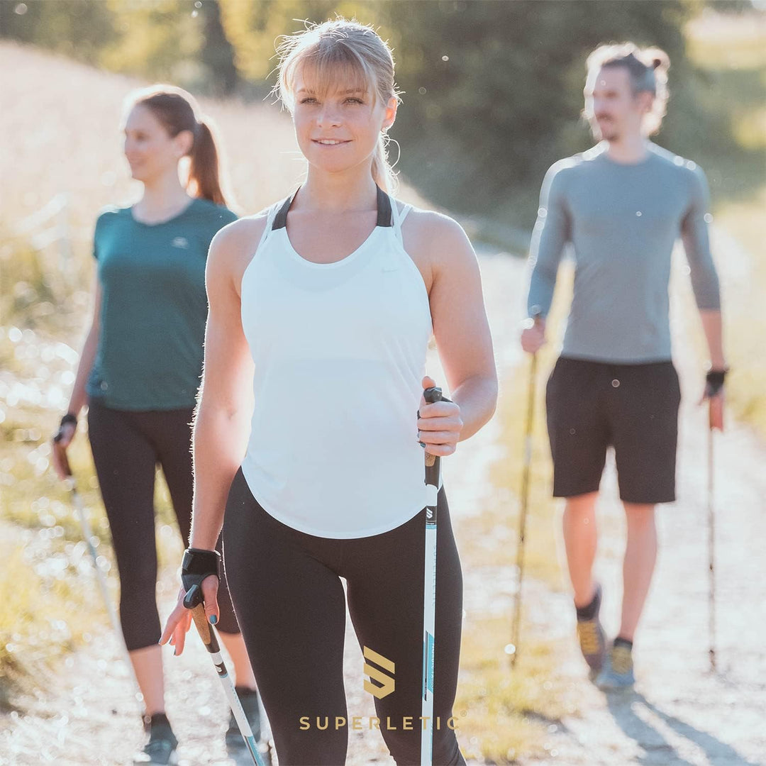 SUPERLETIC Wanderstöcke, Nordic Walking Stöcke Damen & Herren, Leichter Stock, Trekkingstöcke mit Ko