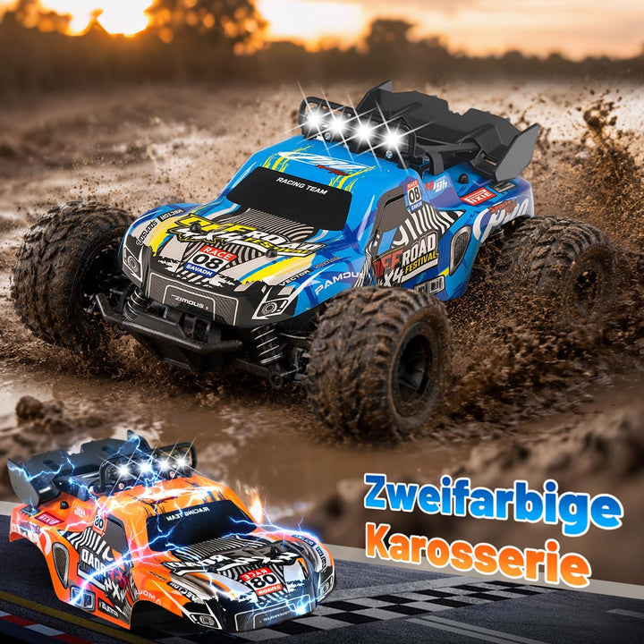 28km/h Ferngesteuertes Auto ab 5 6 jahre, 1:18 Monstertruck Ferngesteuert | RC Auto mit Licht, Ferng