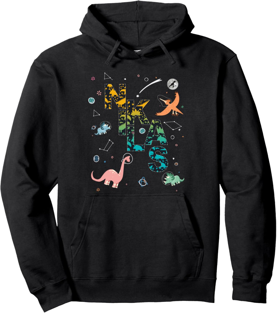 Niklas - Cooler Jungen Name mit süssen Weltraum Dinos Pullover Hoodie