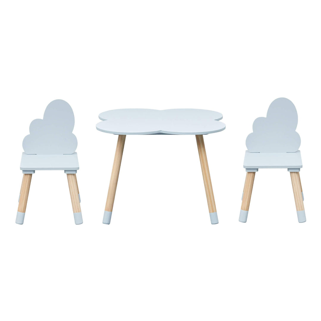 Rebecca Mobili RE7141 Kindertisch- und Stuhlset, Hellblau Braun, MDF-Kiefer, für Spielzimmer, Kinder