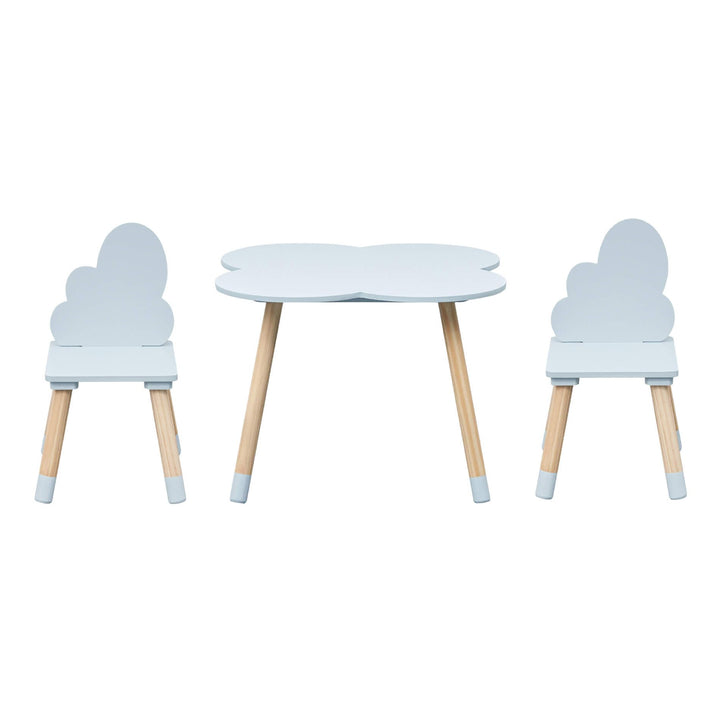 Rebecca Mobili RE7141 Kindertisch- und Stuhlset, Hellblau Braun, MDF-Kiefer, für Spielzimmer, Kinder