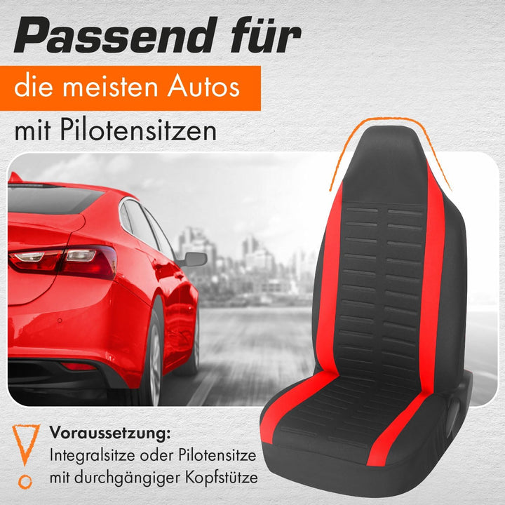 Upgrade4cars Autositzbezüge Set für Pilotensitze | Autositzbezug Komplettset in Rot | Autoschonbezüg