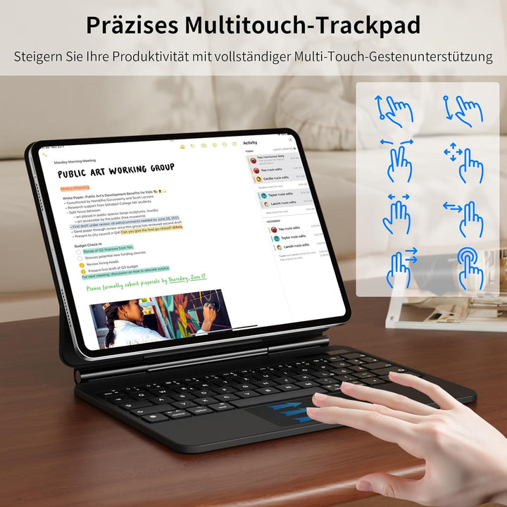 Magic Tastatur für iPad 11. Generation A16 2025 / für iPad 10. Generation 10,9 Zoll 2022, Tastatur m