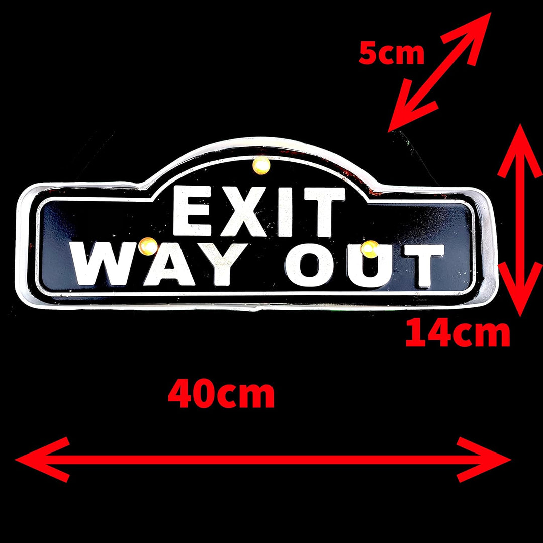 DiiliHiiri Retro-Schild, leuchtend, Ausgang, Vintage-LED, für Wanddekoration, 50er-Jahre, 40 x 14 x