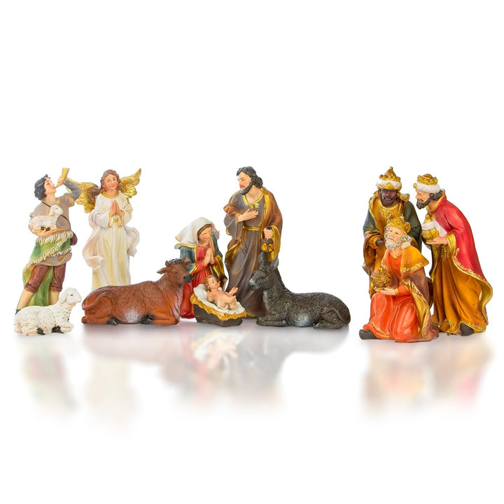 Avilia Krippenfiguren-Set aus Kunstharz, 11 Stück für Weihnachtskrippe, 20 cm, ideal als Weihnachtsd