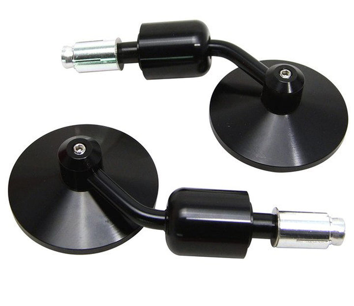 Motorrad Lenker Endspiegel, seitliche Rückansicht, SCHWARZ mit konvexem Glas für 22mm Lenker