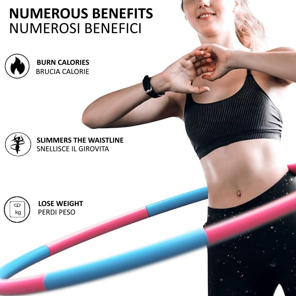 Hula Hoop Fitness weicher Reifen zum Abnehmen mit 8 abnehmbaren Abschnitten, ideal zur Gewichtsreduk