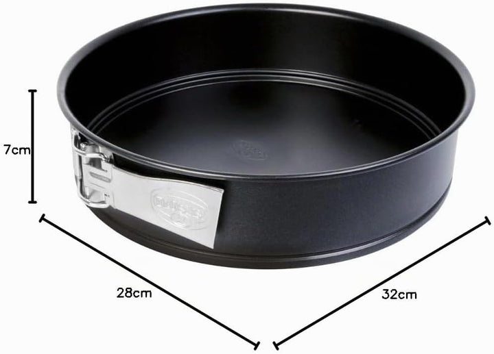 Dr. Oetker Springform Ø 28 cm, Backform mit Flachboden, runde Kuchenform aus Stahl mit Antihaftbesch