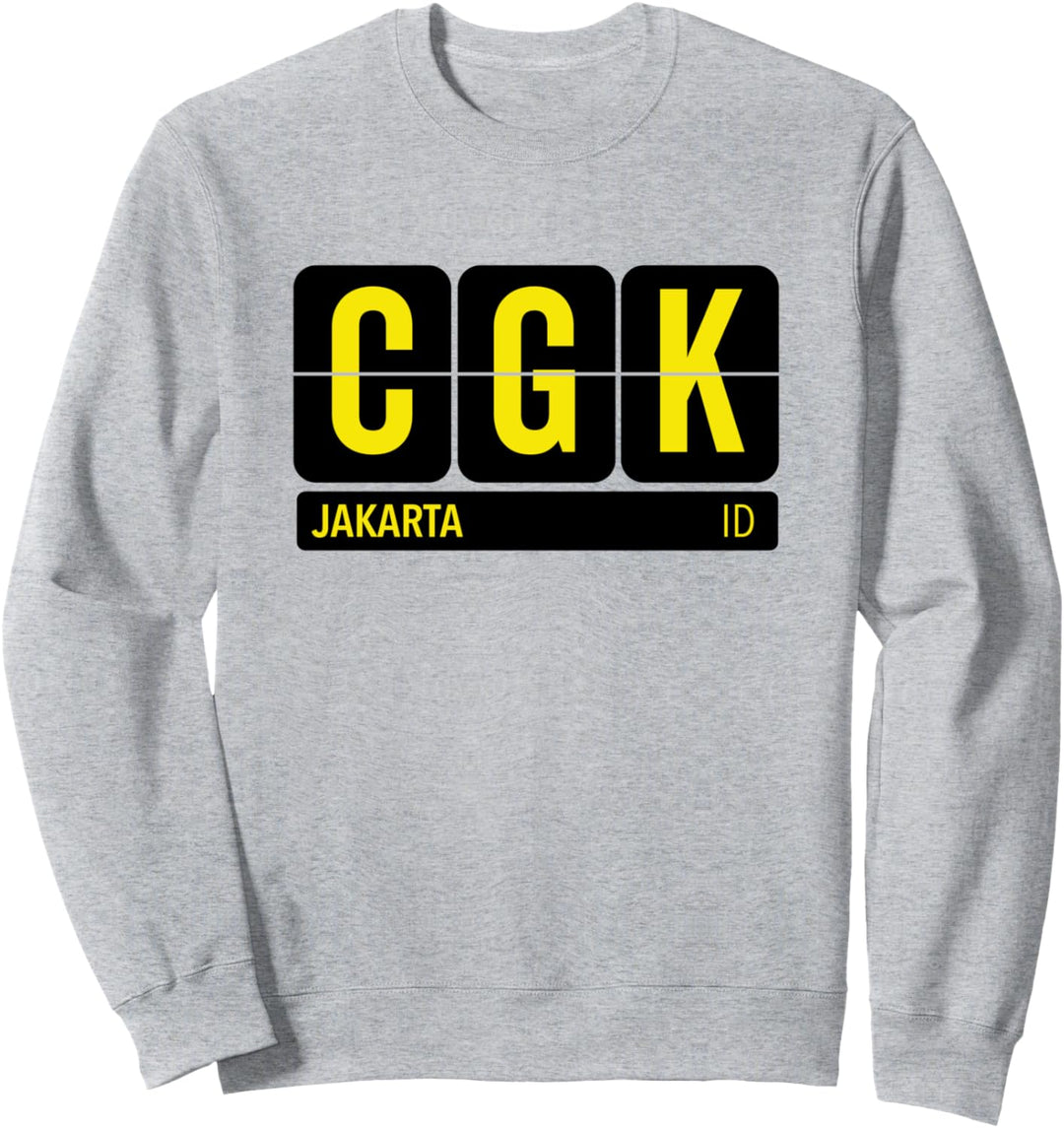 CGK Jakarta Indonesien Reise-Souvenir Gelb Text Sweatshirt