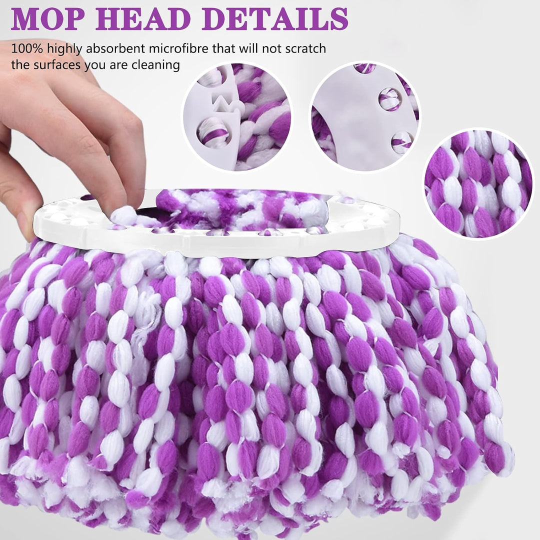 4 Stück Drehmoppköpfe, Spin Mop Ersatzkopf Nachfüllpackungen, Mikrofaser Spin Mop Ersatzkopf Einfach