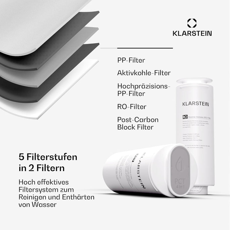 Klarstein Osmose-Wasserfilter-System für Umkehrosmose, 800GPD Untertisch Wasserfilter-System für Tri