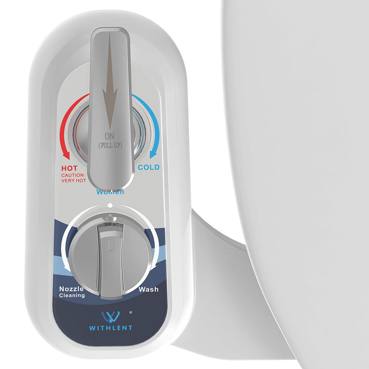 Bidet Aufsatz für Toilette Links, Cold/Heiss Water Bidet Dusch-WC, selbstreinigend, zwei Düsen (Fron
