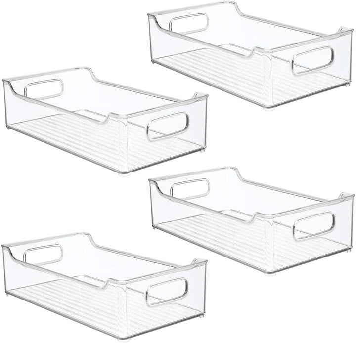 mDesign 4er-Set Ablagebox mit integrierten Griffen – transparente Aufbewahrungsbox mit ansprechendem